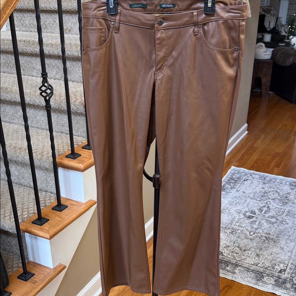 Wildflowers Tan Flare Leather Jeans